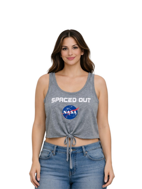 Freeze Gray 'Spaced Out' Tie-Front Tank with NASA Logo